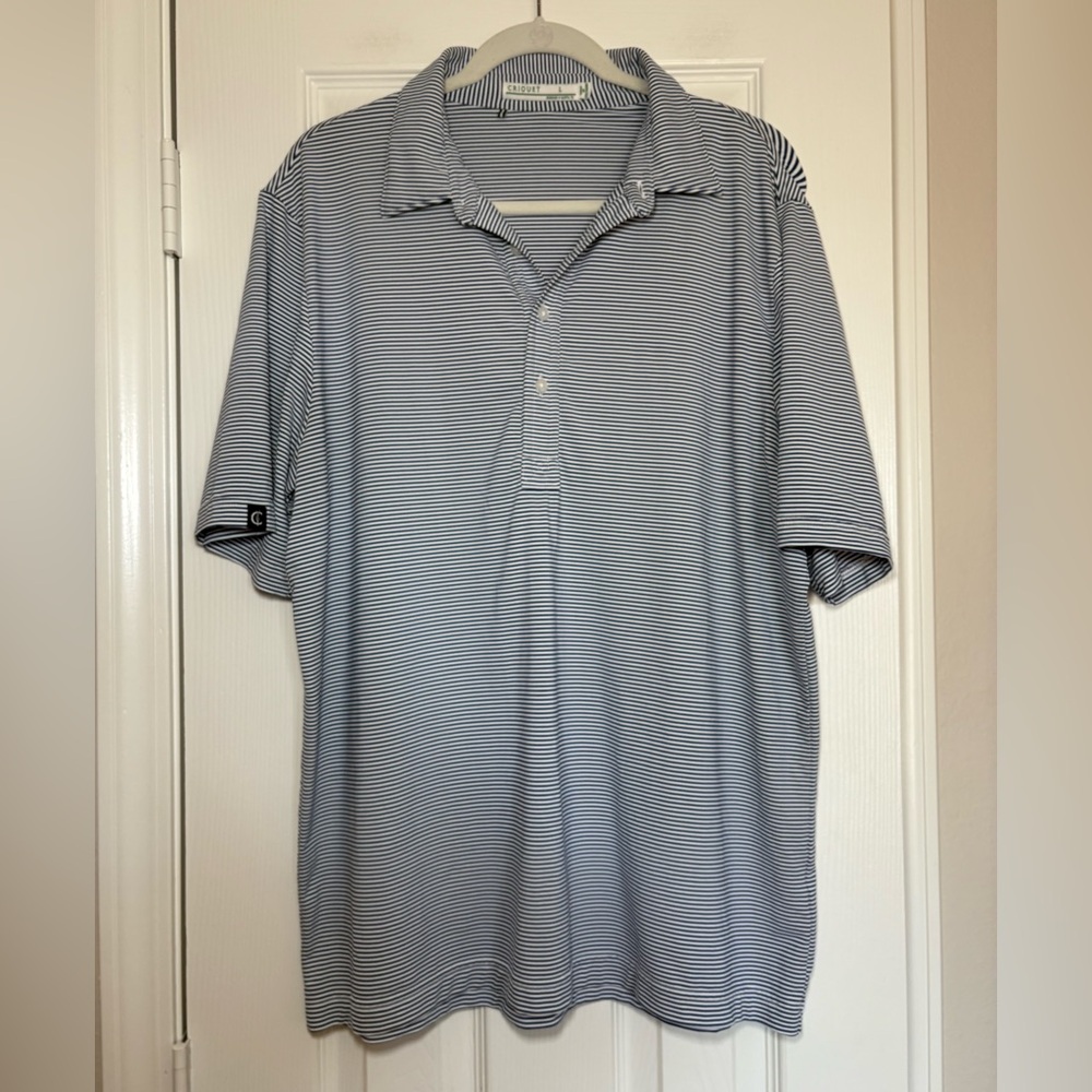 Criquet Performance Players Stripe Polo Shirt Blue‎ White Men’s Large